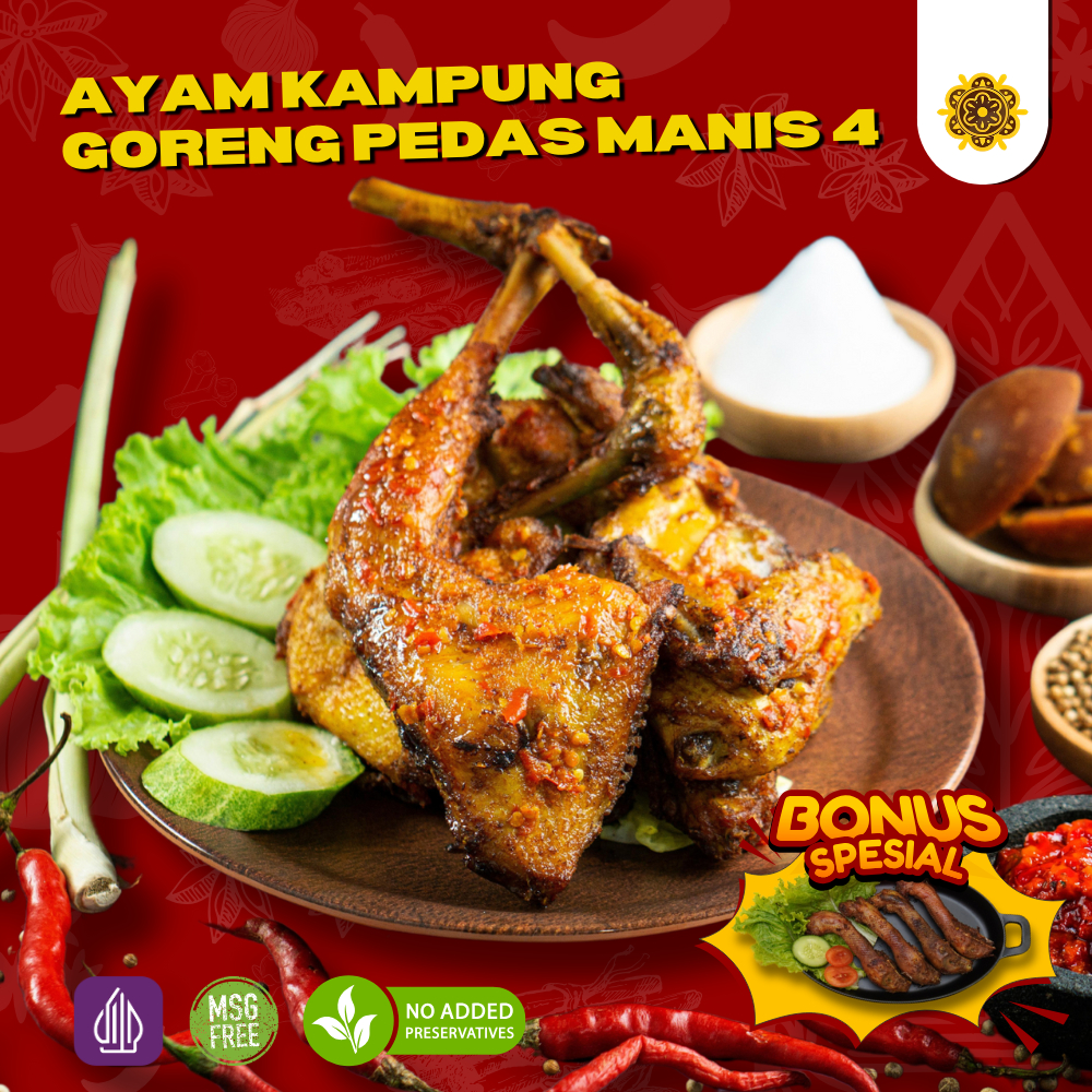 

Mama Angke Ayam Kampung Ungkep Goreng Pedas Manis Isi 4 Homemade Non MSG Non Pengawet Frozen food