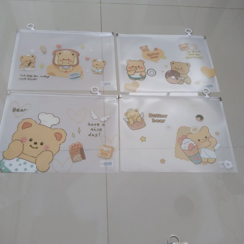 

[COD] 4 pcs map folder Dokumen Kancing motif Butter Bear dan Capybara / POCKET FILE / ZIPPER DOKUMEN