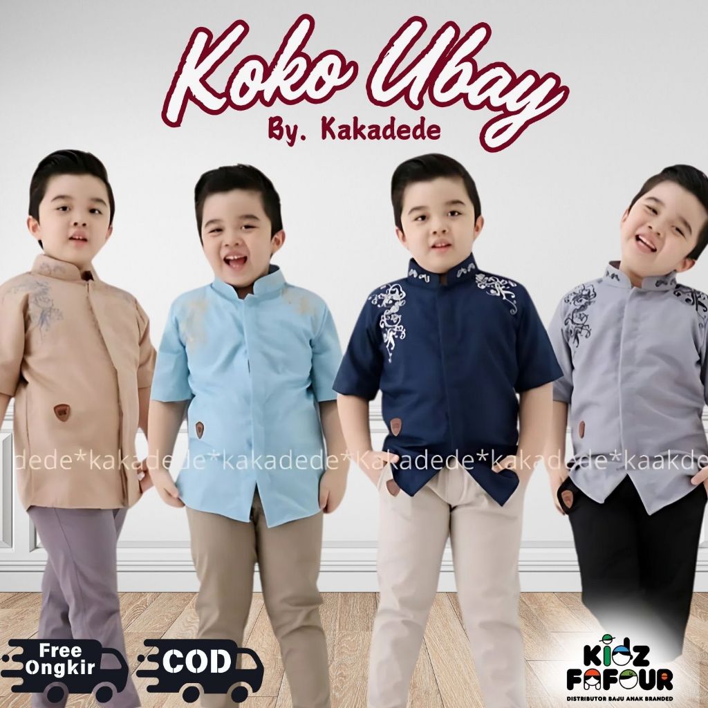UBAY SET KAKADEDE BAJU MUSLIM KEMEJA KOKO BORDIR CHINO ANAK LAKI-LAKI