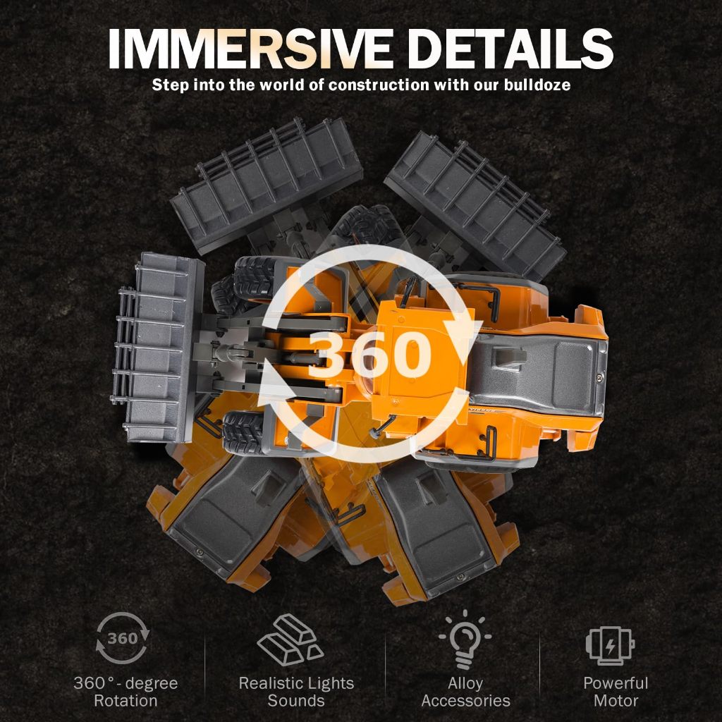 Tatajoy Buldoser Remote Control Paduan Remote control loader 2.4GH RC Bulldozer Konstruksi Mainan 9