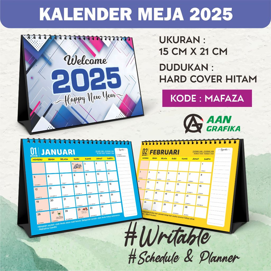 

KALENDER MEJA 2025 | Kalender Duduk 2025 Spiral | Schedule & Planner Kode : MAFAZA