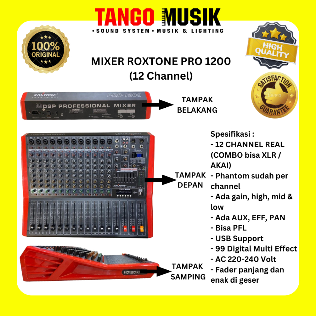 MIXER 12 CHANNEL ROXTONE PRO 1200 / MIXER 12 CHANNEL TERBARU / MIXER 12 CHANNEL UNTUK GEREJA KARAOKE