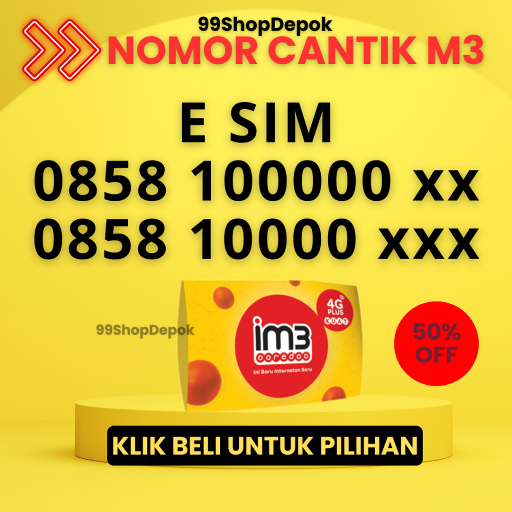 Nomor Cantik Indosat ESIM m3 00000 - Nomer Cantik ESIM Indosat ooredoo - Nomor Cantik im3 E SIM - No