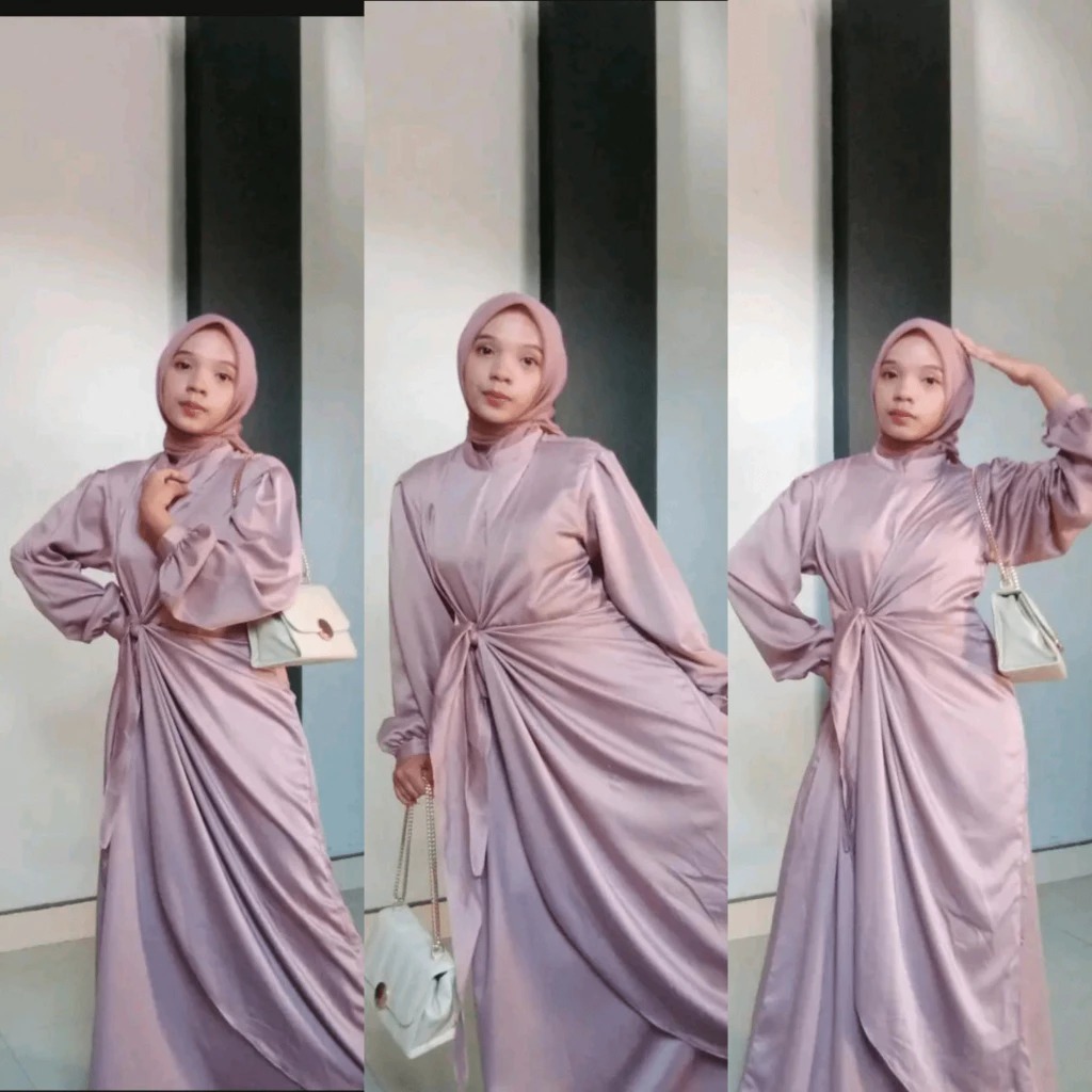 BANTING HARGA - AMIS ARABELLA DRESS GAMIS MUSLIM WANITA POLOS VELVET SILK ARABEL GAMIS BRIDESMAID KO