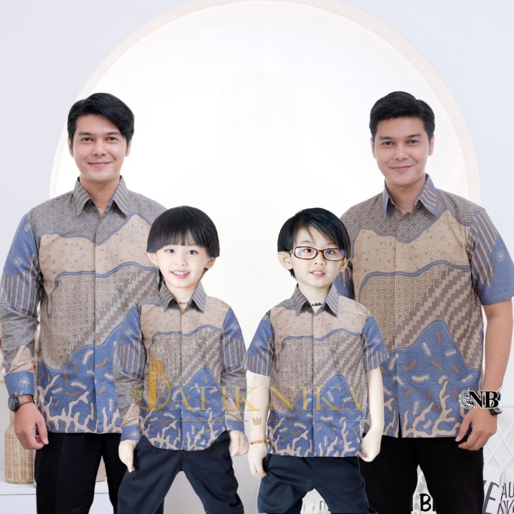TERBARU BATIK INARA DENIM Batik Biru Denim Kemeja batik ayah dan Kemeja Batik anak cowok