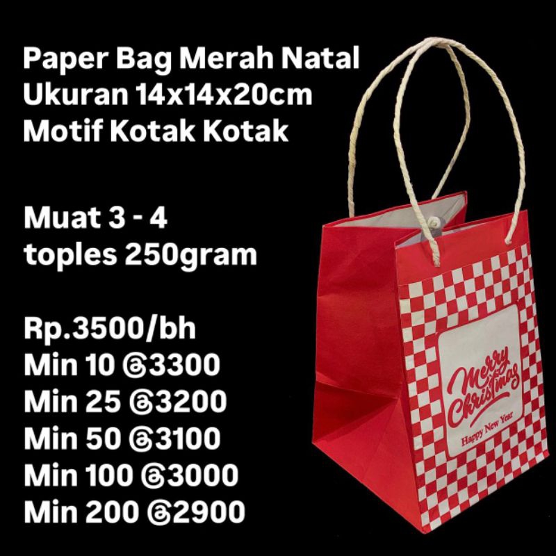 

Paper Bag Natal Merah Ukuran 14x14x20cm