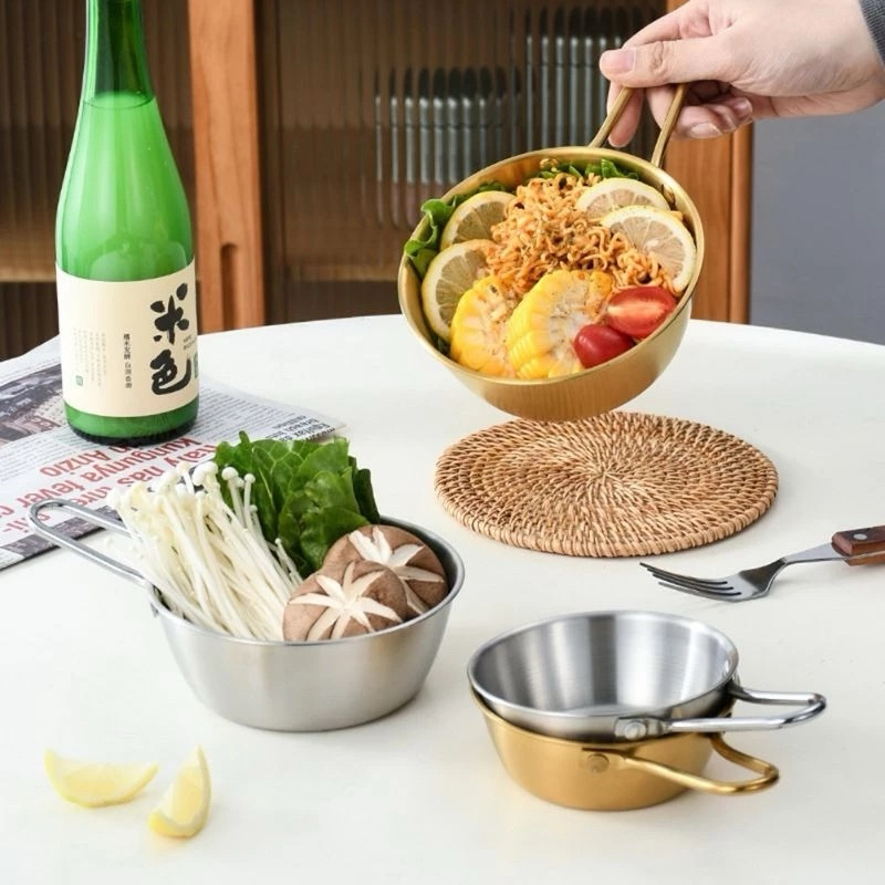 Mangkok Makan Mangkuk Korea Stainless Steel Gagang