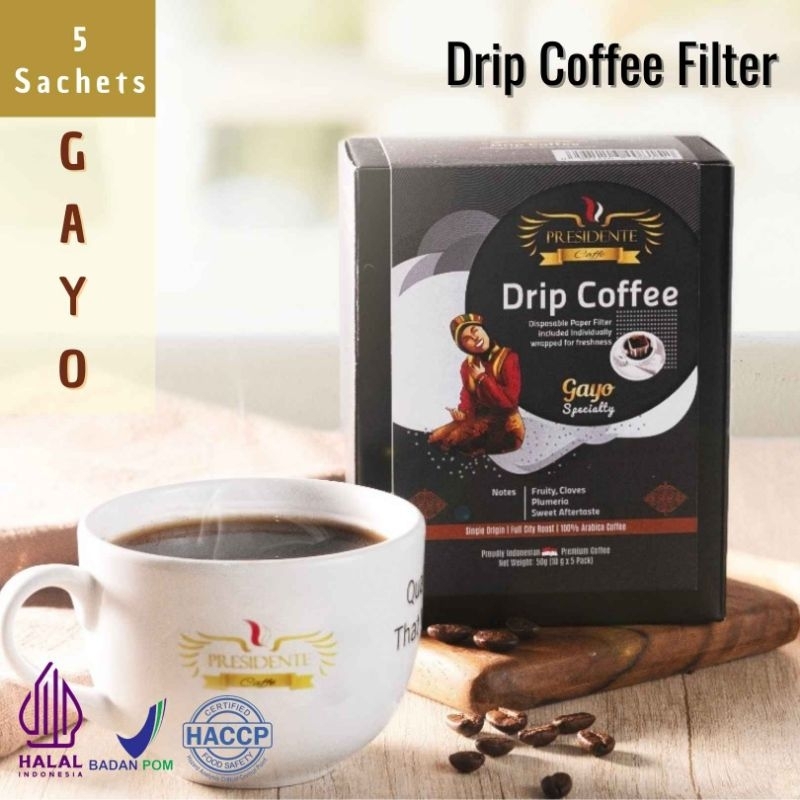 

Kopi Gayo Specialty - Drip Coffee 5 saset - Presidente Caffe