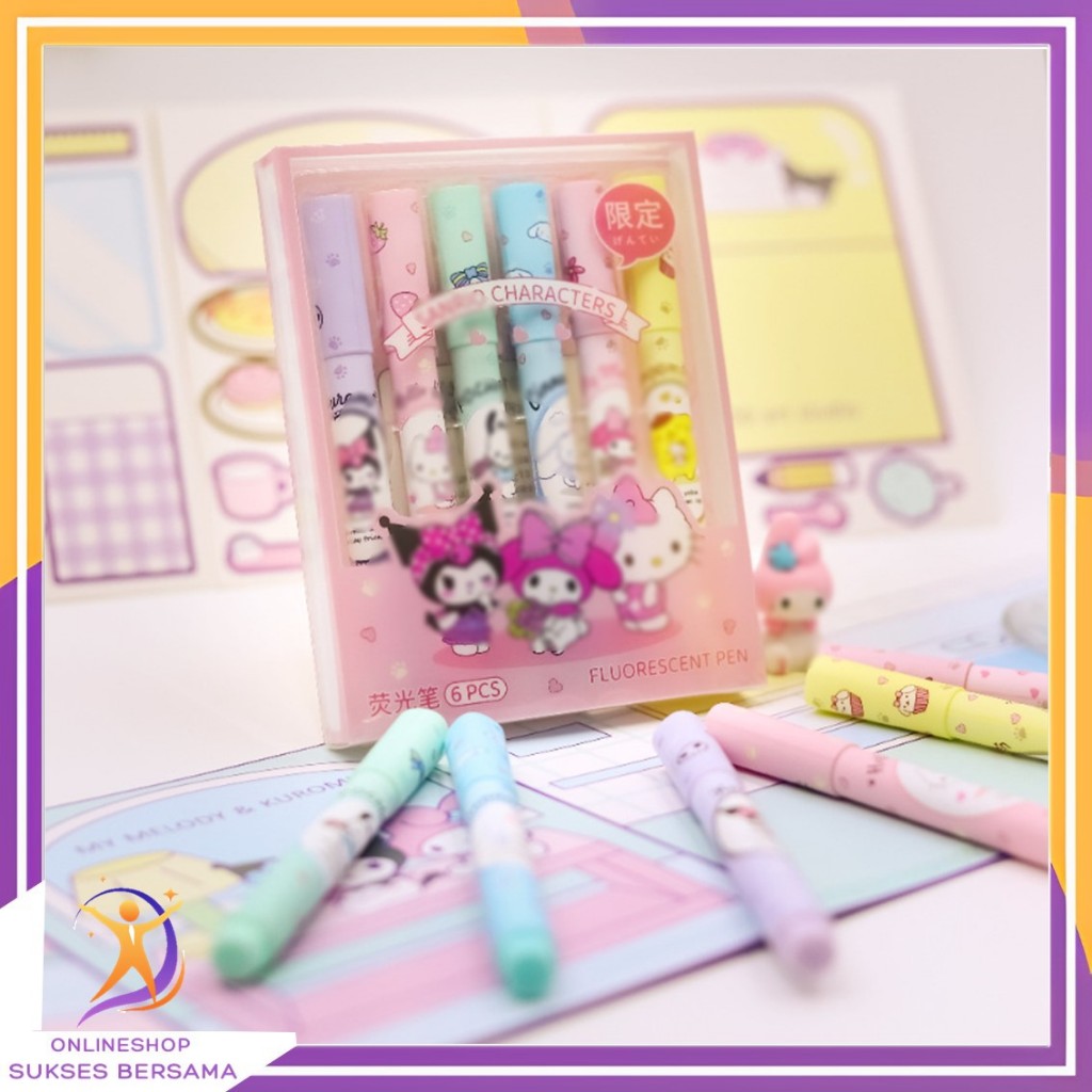 

OSB Set Highlighter Warna Warni Karakter Kartun 6PCS Motif Spidol Warna Pastel Pen Diary Marker Stationery Lucu Unik Penanda Buku Warna Warni Pena Ujung Lembut