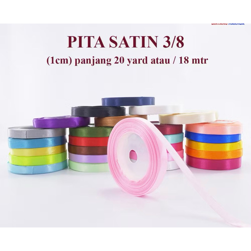 

Pita SATIN POLOS 3/8inch 1cm 1 cm 3/8” per ROLL 20YARD