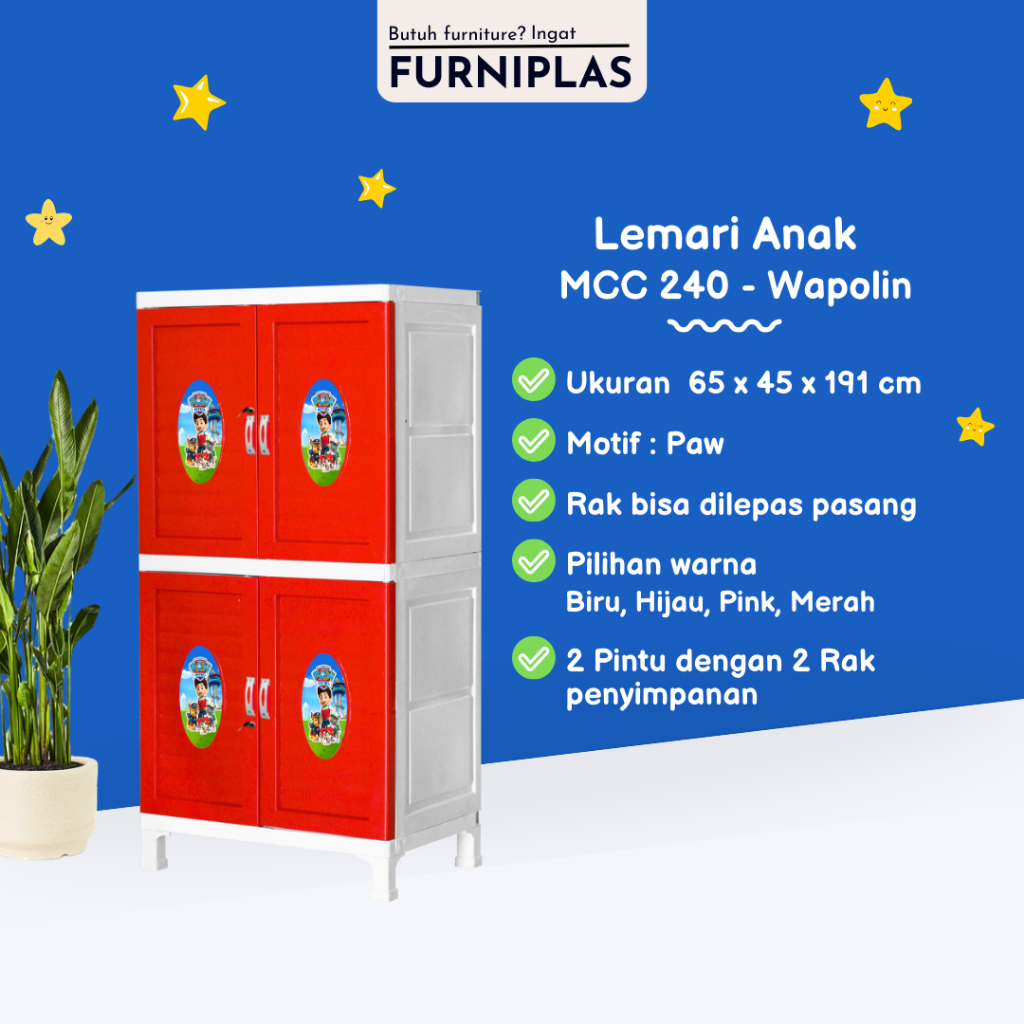 Lemari Plastik / Lemari Susun / Lemari Anak / Lemari Karakter / Lemari Pakaian / Lemari Plastik 2 Su