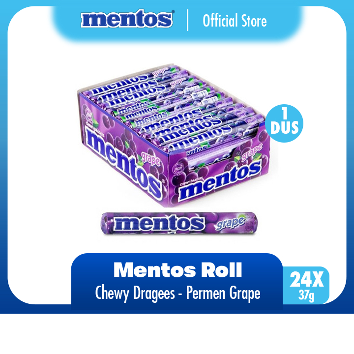 

Mentos Chewy Dragees Grape Roll 888g - Permen Mint Rasa Anggur (1 Box)