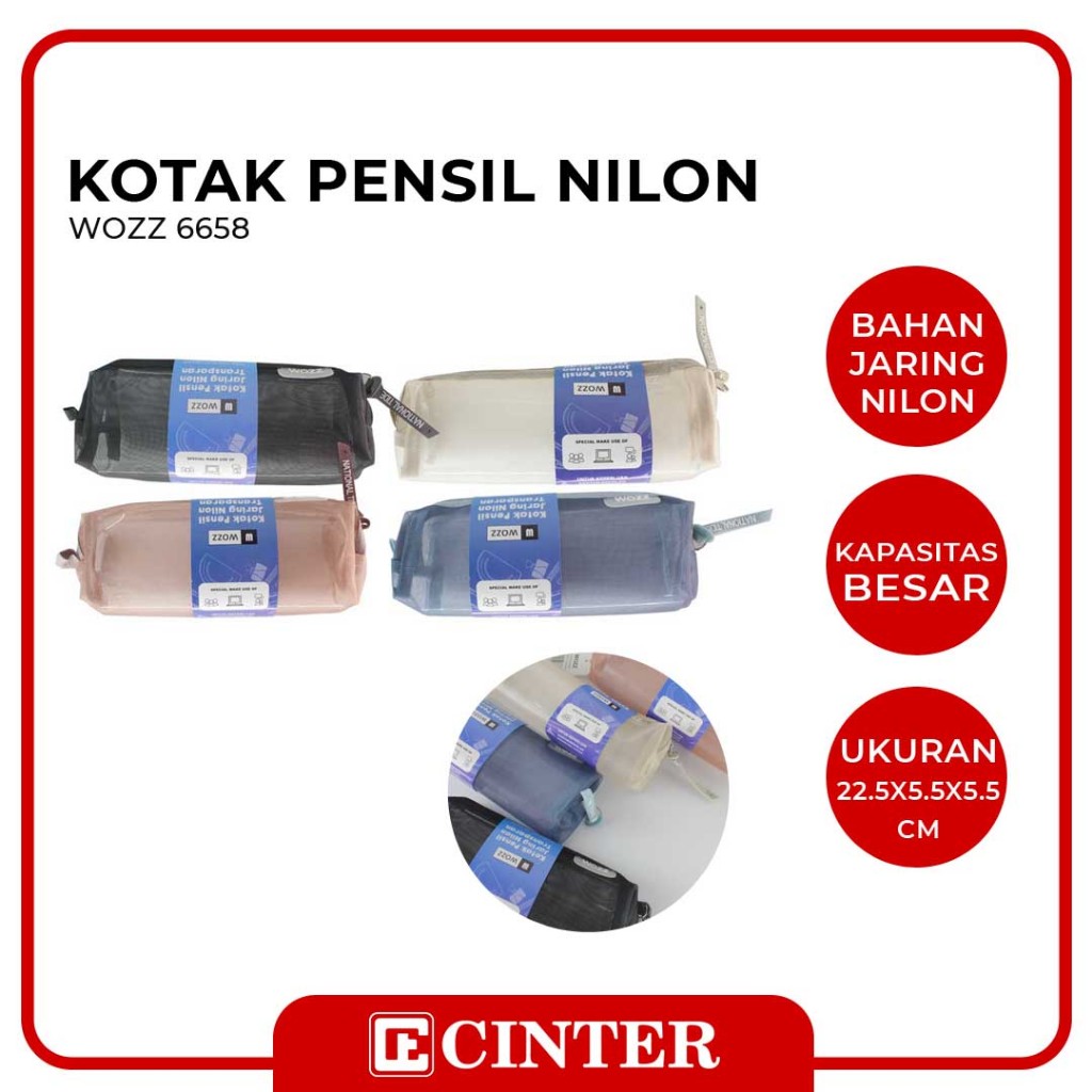 

WOZZ - TEMPAT PENSIL JARING NYLON / PENSIL CASE / KOTAK PENSIL JARING NYLON TRANSPARAN 6658
