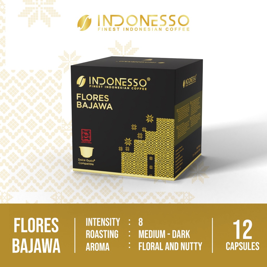 

INDONESSO Flores Bajawa Coffee Capsules Compatible with Nescafé Dolce Gusto Machines / Kopi Kapsul