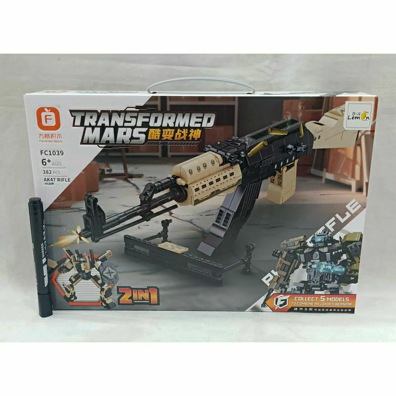Mainan Edukasi Asah Otak Menyusun Bricks Block Transformed Mars AK47 Robot 2in1 FC1039