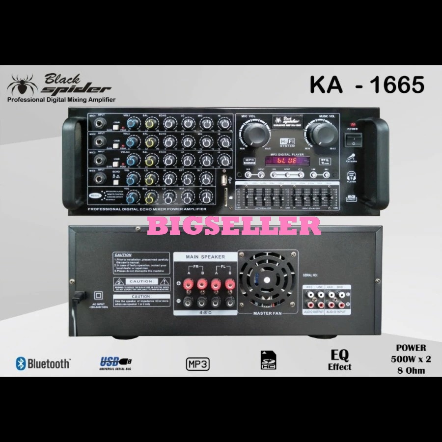 POWER AMPLI BLACKSPIDER KA 1665 AMPLI BLACK SPIDER KA1665 ORIGINAL