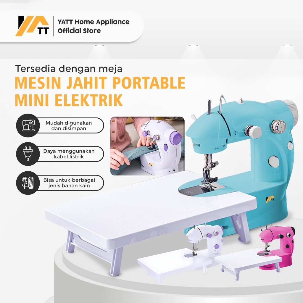 Vriganzz - Yatt Mesin Jahit Mini Portable 202A + Lampu Led - Paket Lengkap Peralatan Jahit