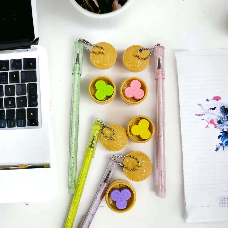 

Pena Tinta Biru Model Gantungan Bapao Dimsum Pulpen Tinta Bisa Di Hapus Needle Tip 0.5MM