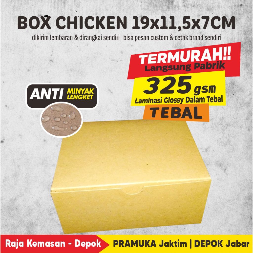 BOX FRIED CHICKEN 19x11,5x7 CM KRAFT POLOS LAMINASI