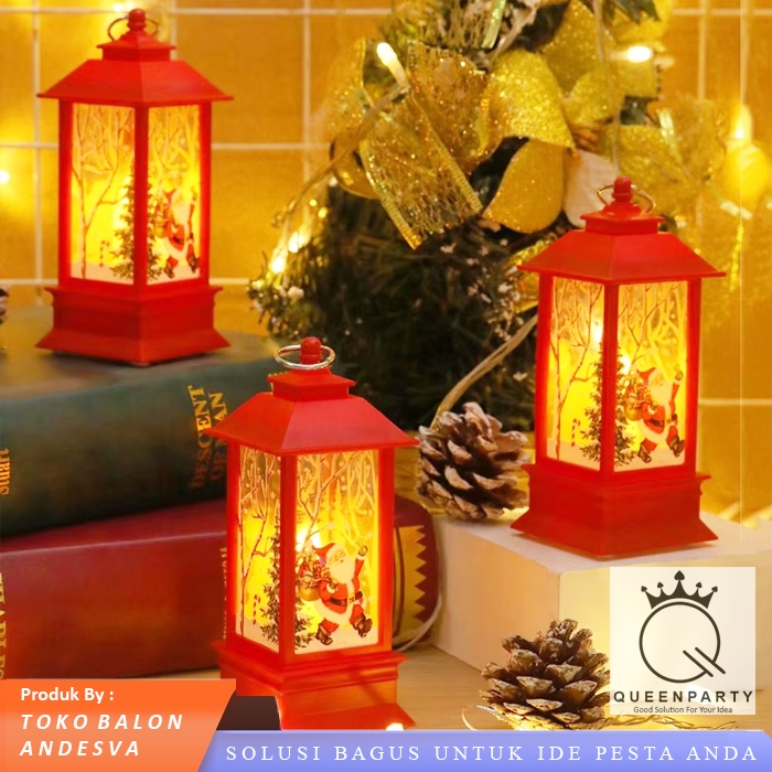 lentera lilin natal mini / Lampu Lentera Lilin Led Natal / Hiasan Natal Souvenir Christmas lentera 9