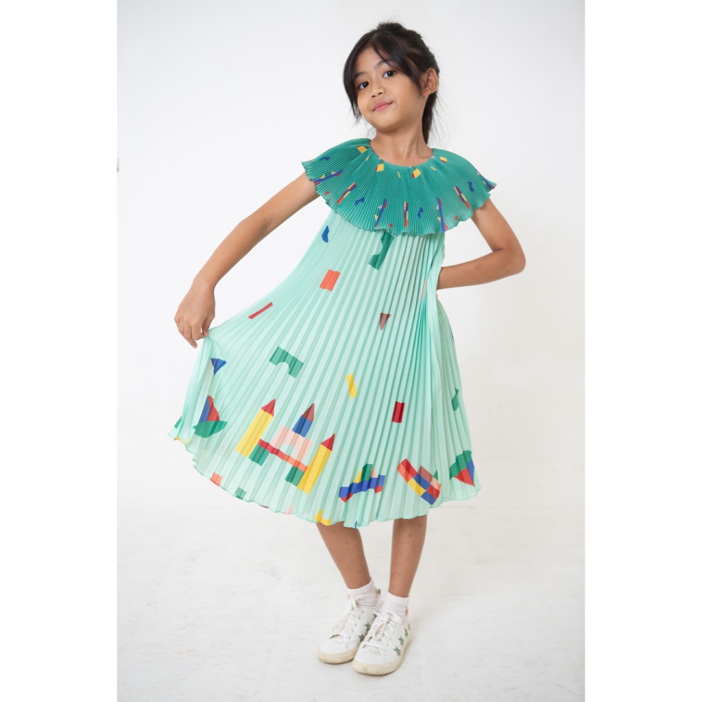 pleats dress anak - blocks - sillysiti