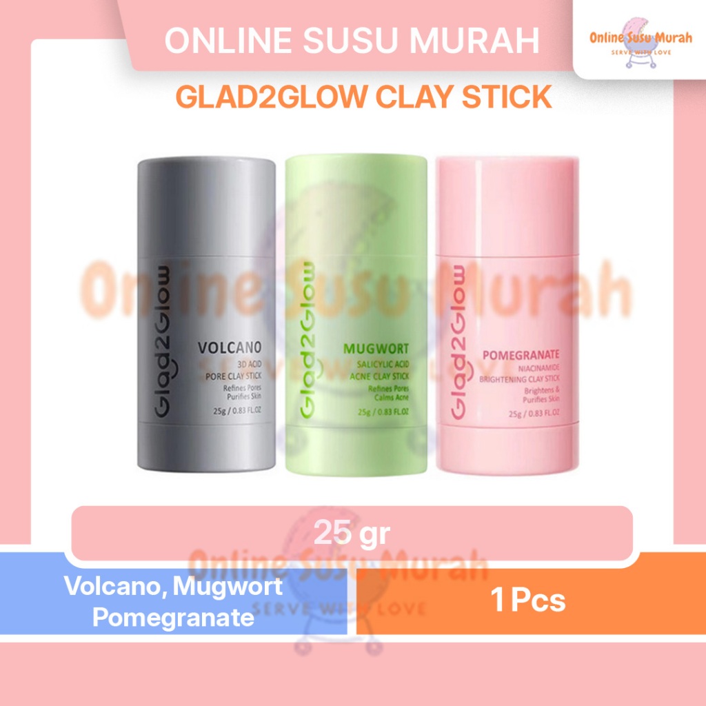 GLAD2GLOW VOLCANO / MUGWORT / POMEGRANATE CLAY MASK STICK PRLA G2G GLAD 2 GLOW