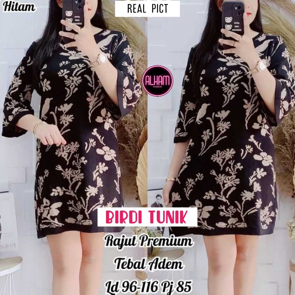 Birdi Tunik Dress Rajut Gamis Wanita Harian LD 110 - 130 Knit Import Tebal Adem Korean Style