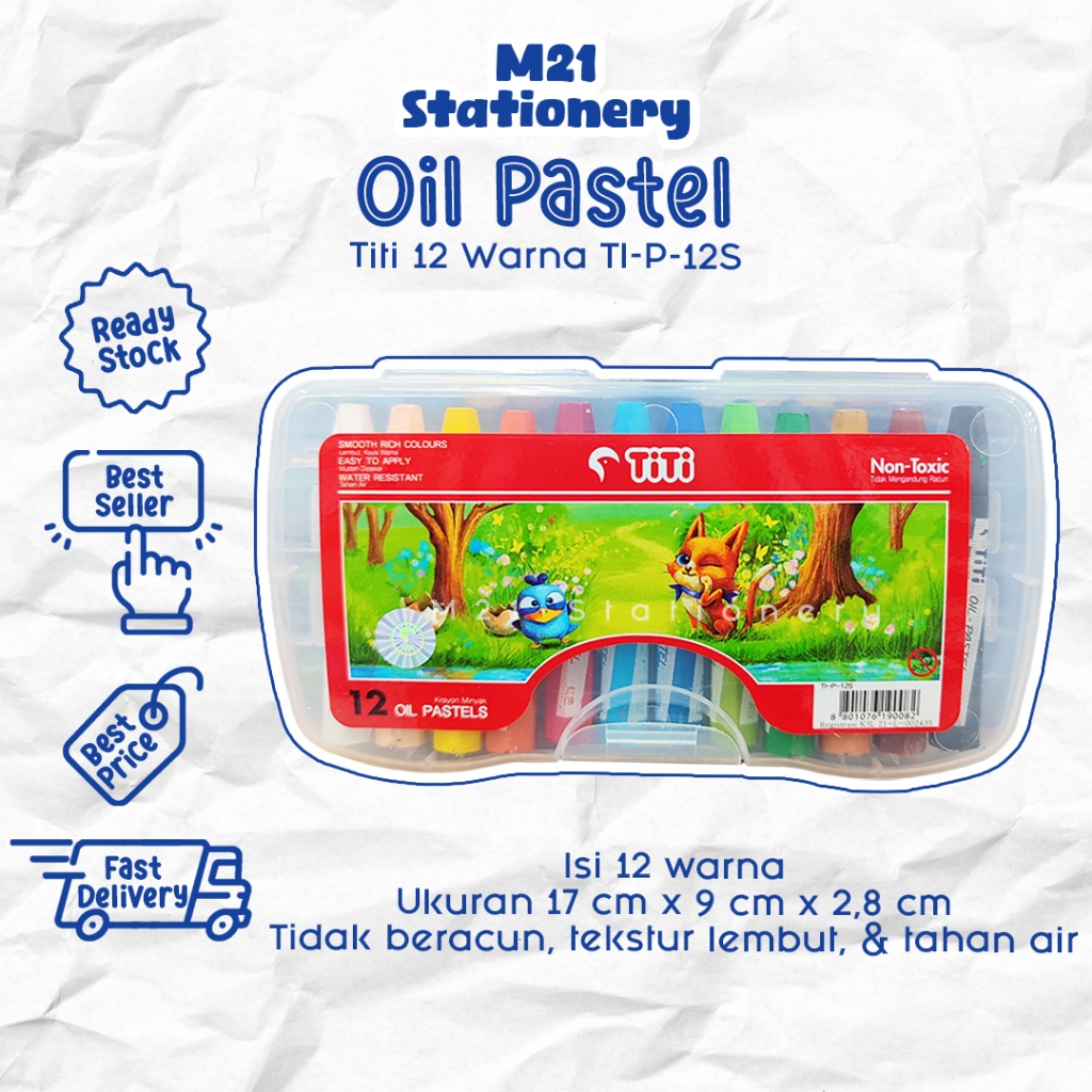 

OIL PASTEL TITI TI-P-12S / 12 WARNA PEWARNA ALAT MENGGAMBAR MEWARNAI ANAK KRAYON CRAYON PASTEL NON TOXIC MURAH ALAT TULIS SEKOLAH KANTOR KULIAH KAMPUS ATK MURAH LENGKAP GROSIR KULAKAN STATIONERY / M21 STATIONERY JOGJA