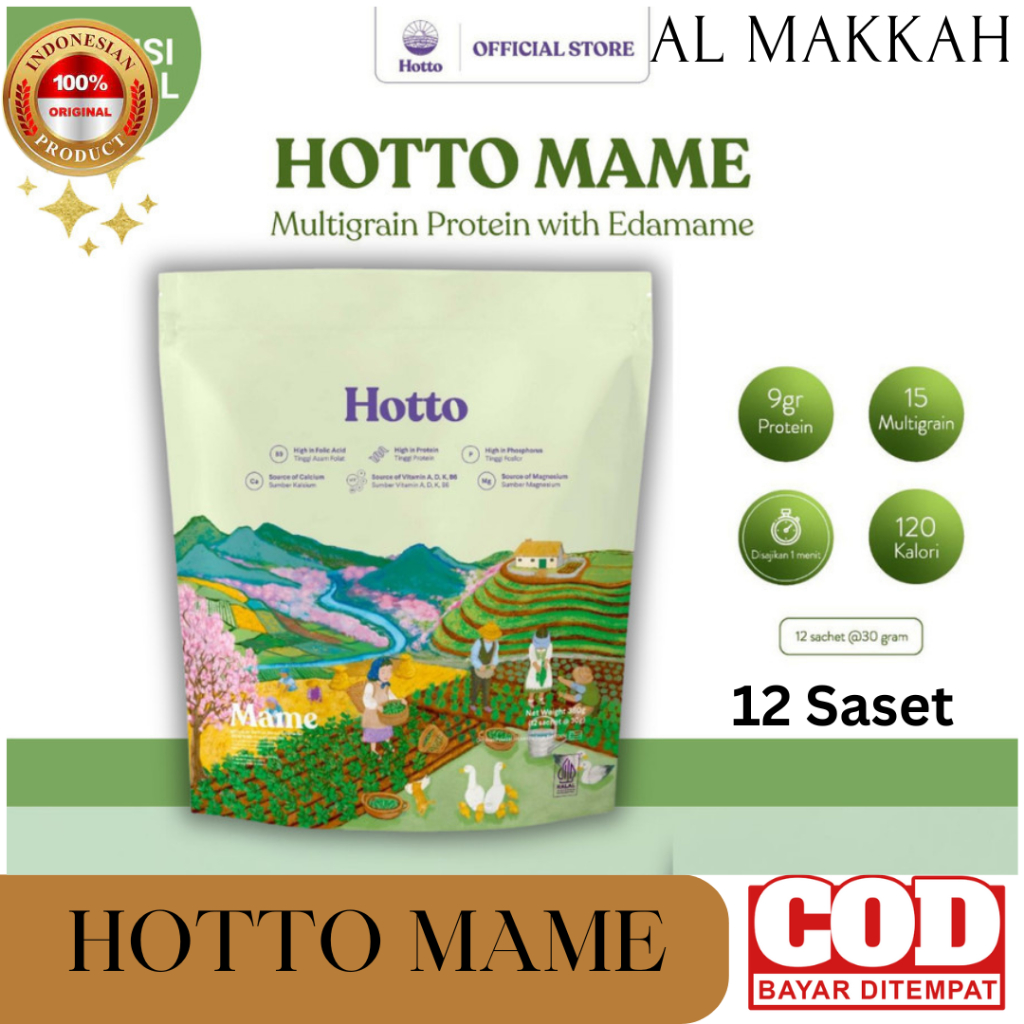 

Hotto Mame 1 Pouch (12 Sachet) Multigrain Tinggi Protein dengan Edamame Superfood