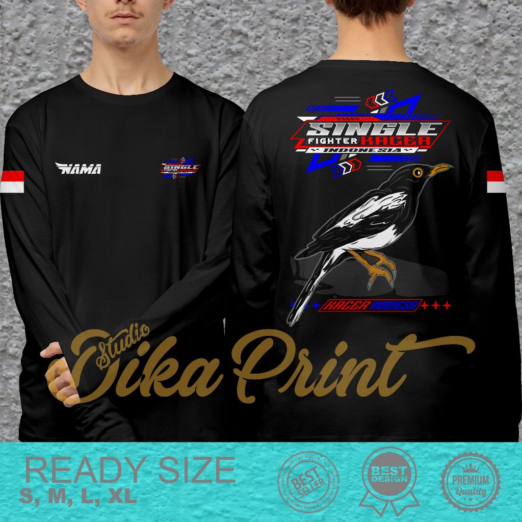 Kaos SIngle Fighter Burung Kacer Indonesia Bahan Nyaman Dan Adem