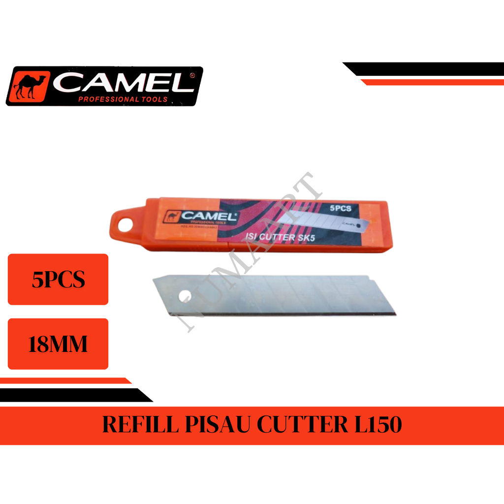 

CAMEL / REFILL PISAU CUTTER BESAR 5PCS L150 MATA PISAU 18MM