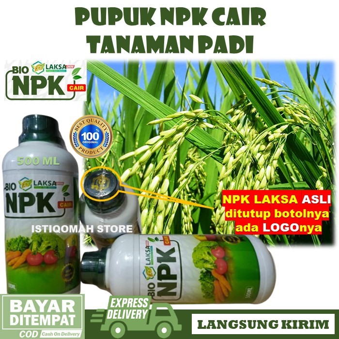 Pupuk Untuk Menghijaukan Daun Padi BIO NPK LAKSA GROW 500ML Pupuk NPK Cair Pupuk Daun Padi Yang Pali