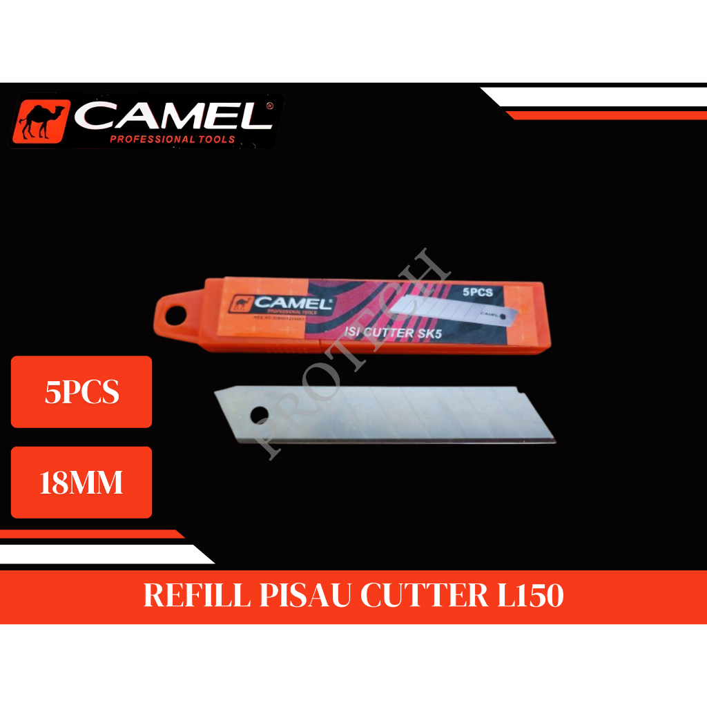 

CAMEL / REFILL PISAU CUTTER BESAR 5PCS L150 MATA PISAU 18MM