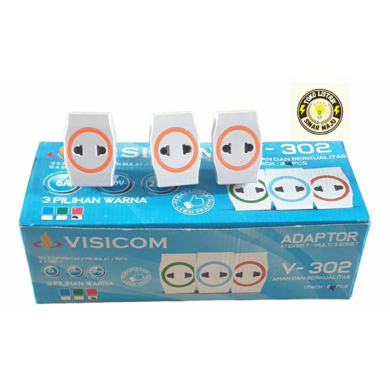 Steker T Multi 3Cabang Visicom V 302  Colokan Listrik