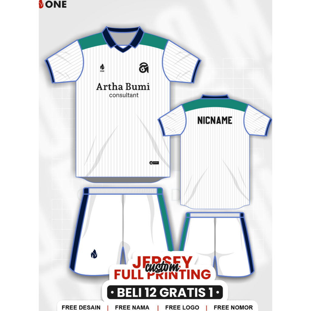 ONE APPAREL - CUSTOM JERSEY STELAN FULL PRINTING - FUTSAL, SEPAKBOLA, VOLI, BASKET - FREE DESAIN