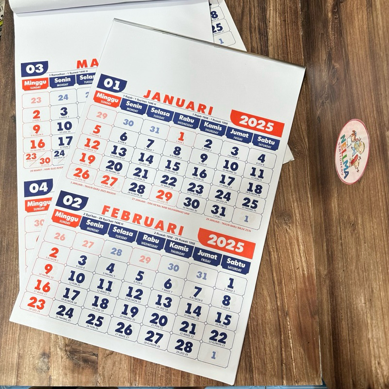 

Kalender dinding kerja Dwibulan 2025