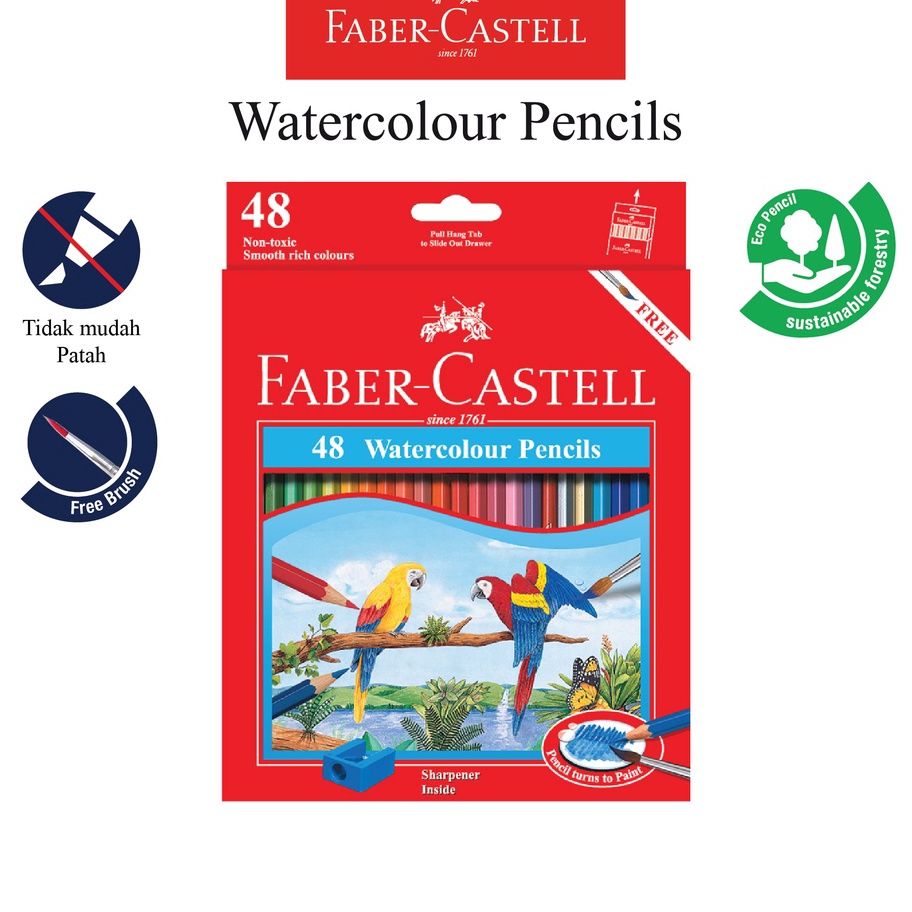 

KI3 Pensil Warna Faber Castell 48 Warna Water Colour Pencil Ukuran Panjang Gratis Rautan dan Kuas