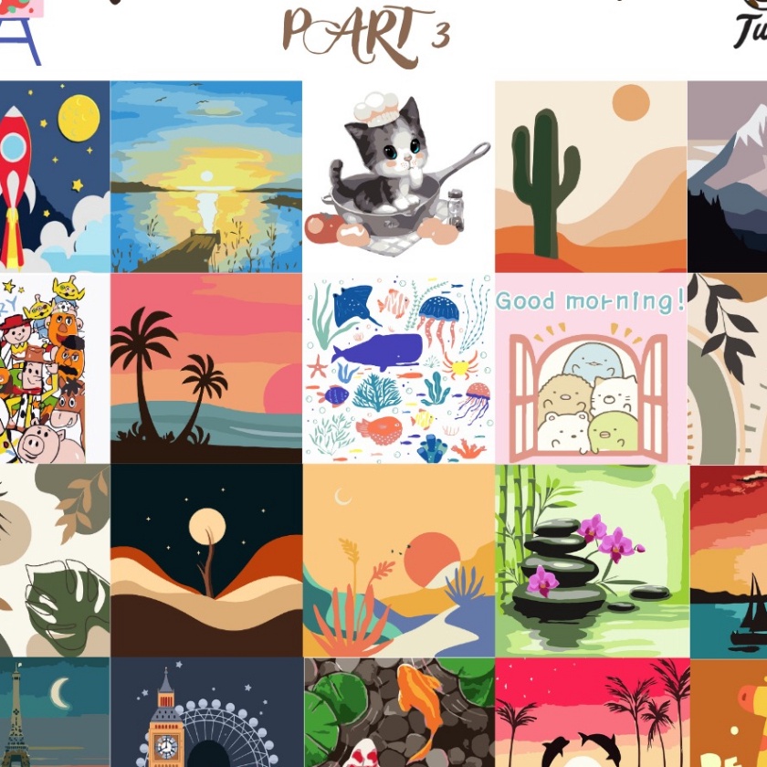 

KF7 TweedyTgr Paint By Number Children Canvas Painting Set Kanvas Lukis Anak Part 3