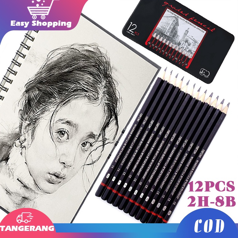 

ART O9C6 12pcs Pensil Gambar Sketsa Set Sketching Pencil Set Sketch Drawing Pencil Set Paiting Pencil Kit 2H8B
