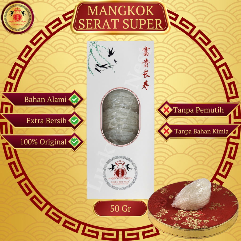 

Sarang Burung Walet Yan Wo | Lucky Bird Nest | Tipe Mangkok Serat Super + Kotak Hampers | 50 Gr
