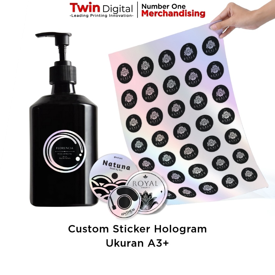 

KI3 Twindital Cetak Sticker Hologram Stiker Pelangi Free Cutting Print Label Stiker Hologram A3