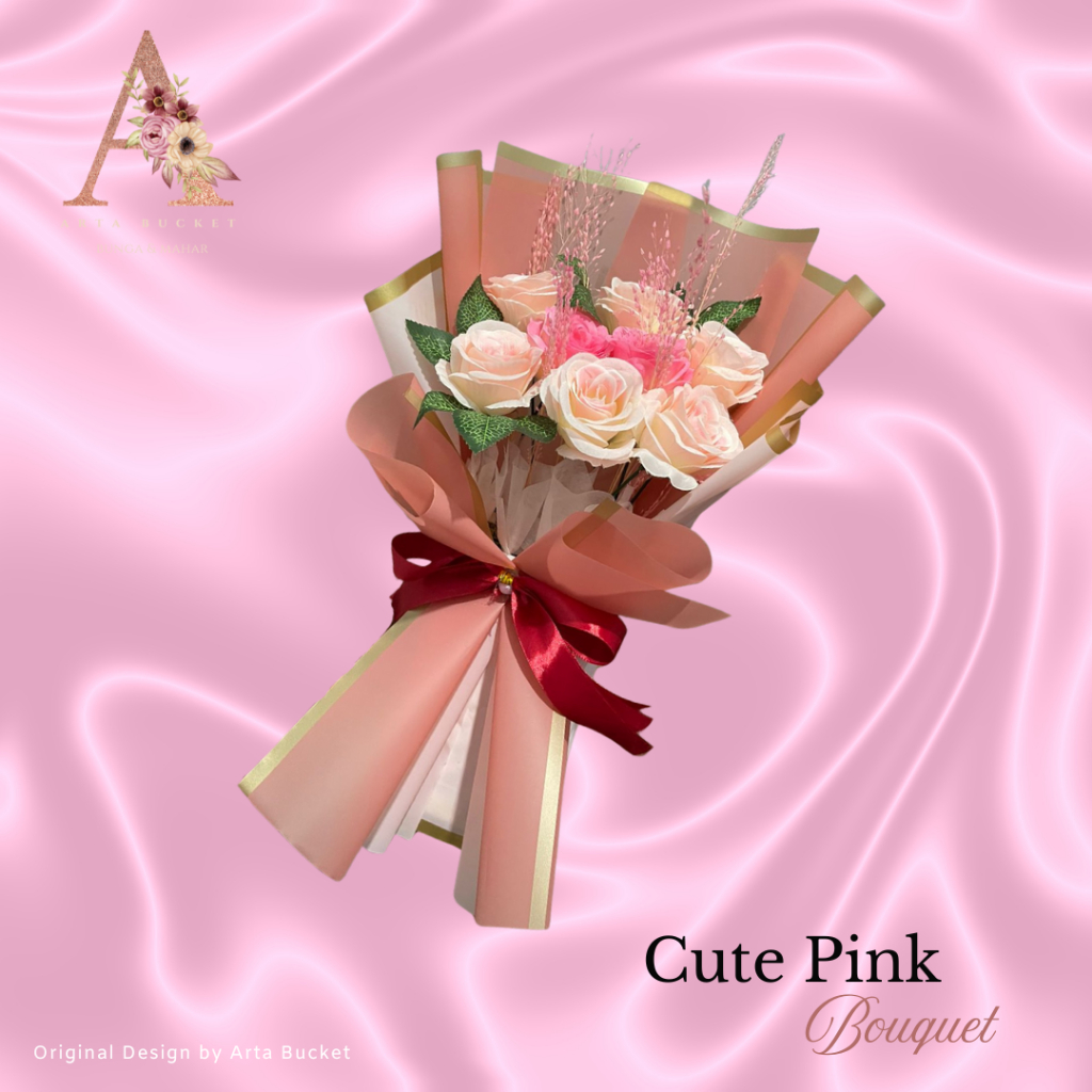 Bucket Bouquet Buket Bouket Kado Hadiah Gift Give Edisi Spesial Cute Pink Bunga Mawar Warna Merah Un