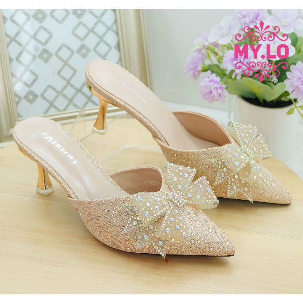 SANDAL PESTA WANITA SELOP KEBAYA PENGANTIN SENDAL KONDANGAN PEREMPUAN SLOP MEWAH ELEGAN PREMIUM WISU