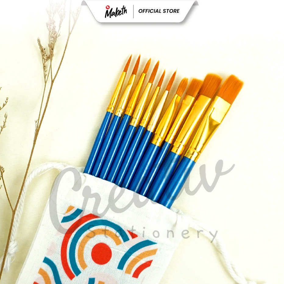 

HJ6 Kuas Lukis Set Artist Brush Lengkap Round Flat 1 Pcs Ptk Ak1