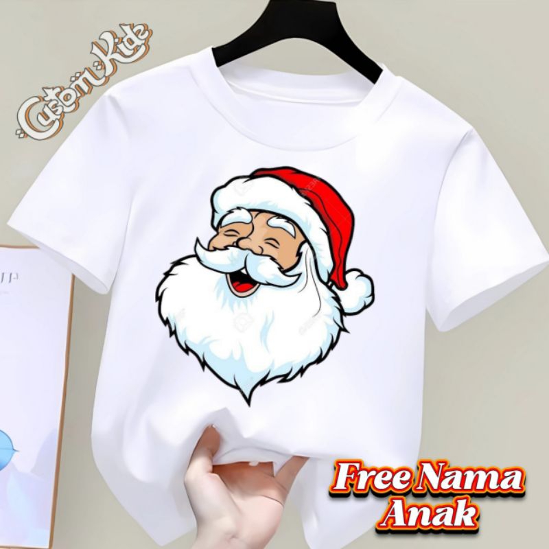 (FREE CETAK NAMA) KAOS NATAL ANAK KAOS ANAK SANTA KLAUSE