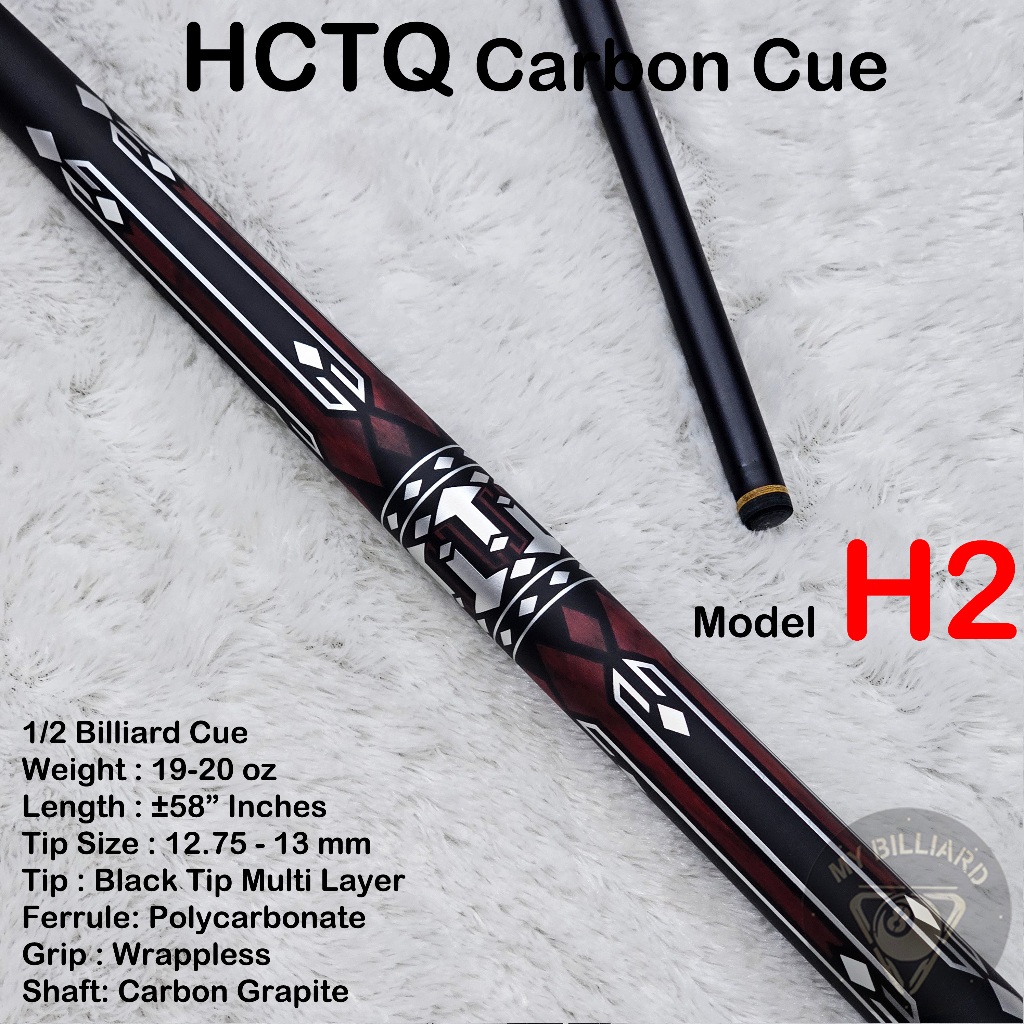 HCTQ Carbon Cue H2 Stick Billiard 13mm - Stik Billiar HCTQ Cue Karbon Graphite