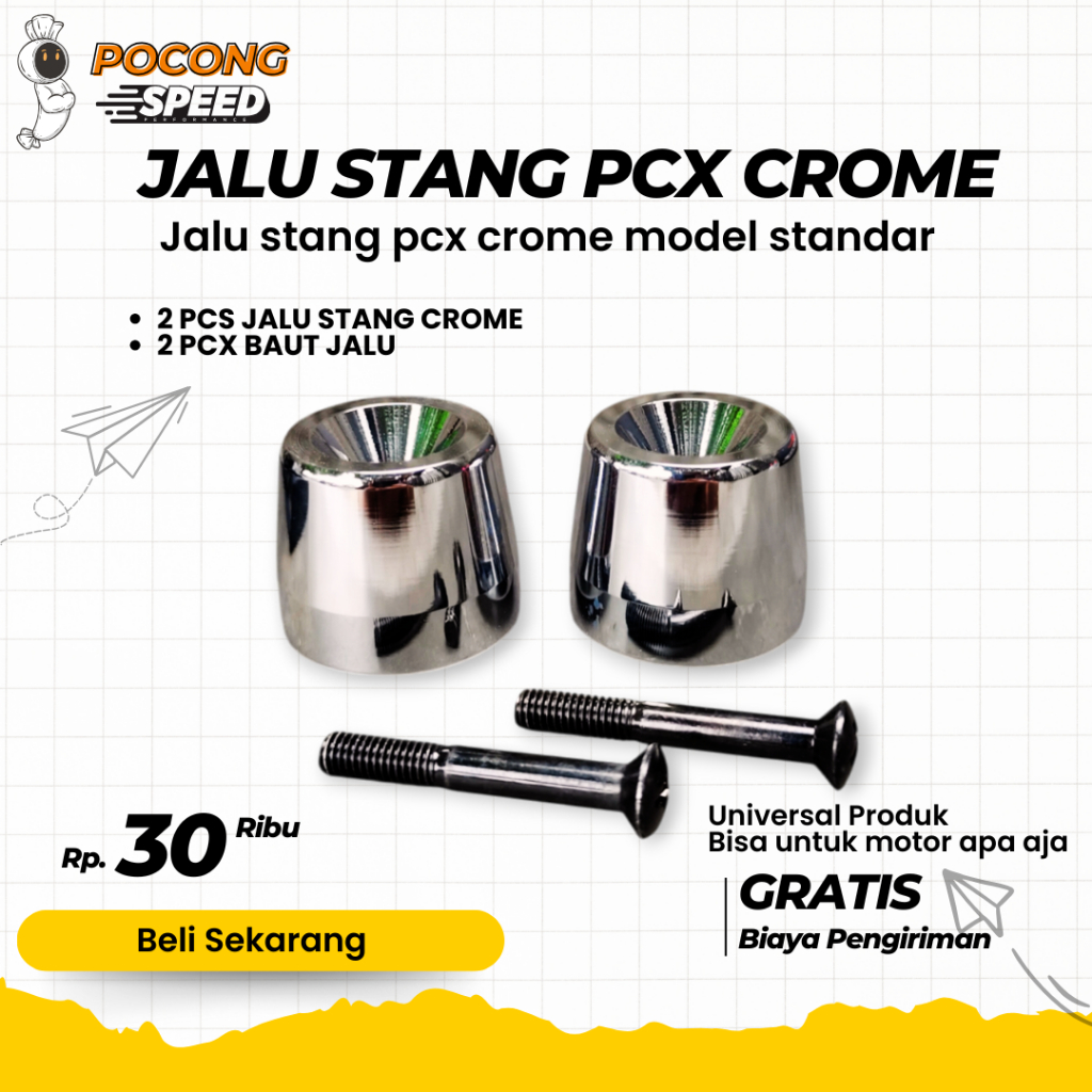 DISKON JALU STANG PCX + VISOR VARIO 125 NEW GEN2 JALU STANG CHROME BANDUL PCX 1 SET + VISOR VARIO