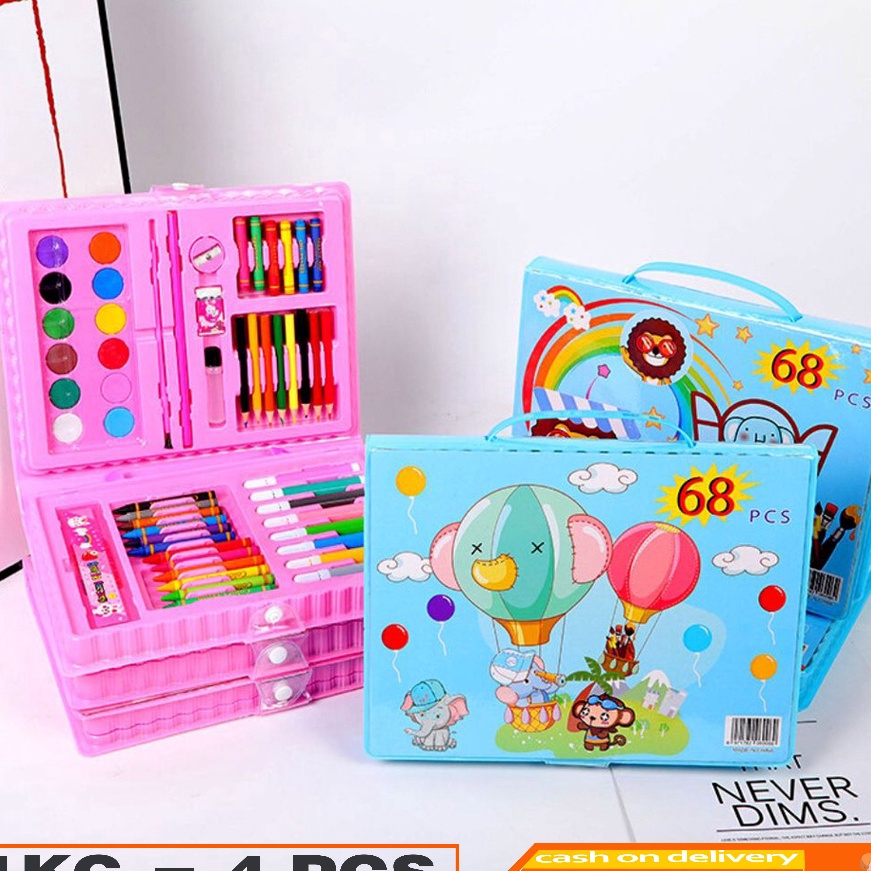 

HJ6 HaiWai COD Crayon set 68pcs Pensil warna Krayon set koper Alat menggambar mewarnai STY12