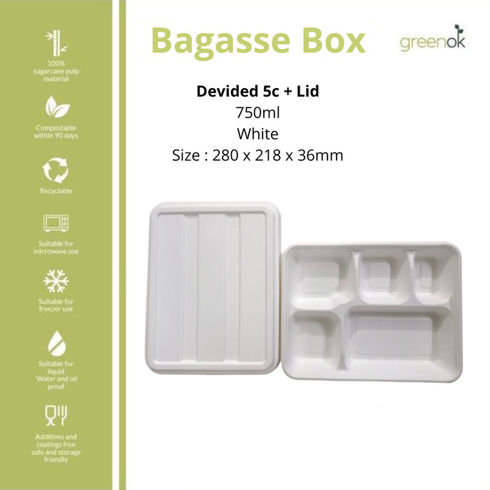 Bagasse Box 5 CompartementBagasse Box 5 SekatFood Box