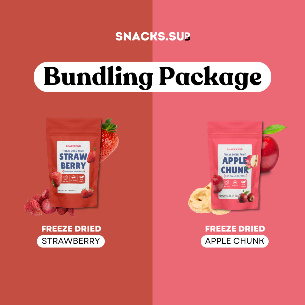 

SNACKS.SUB PROMO BUNDLING Freeze Dried Strawberry dan Apple Chunk Lebih Hemat